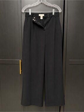 H&M Black High-Waist Wide-Leg Trousers